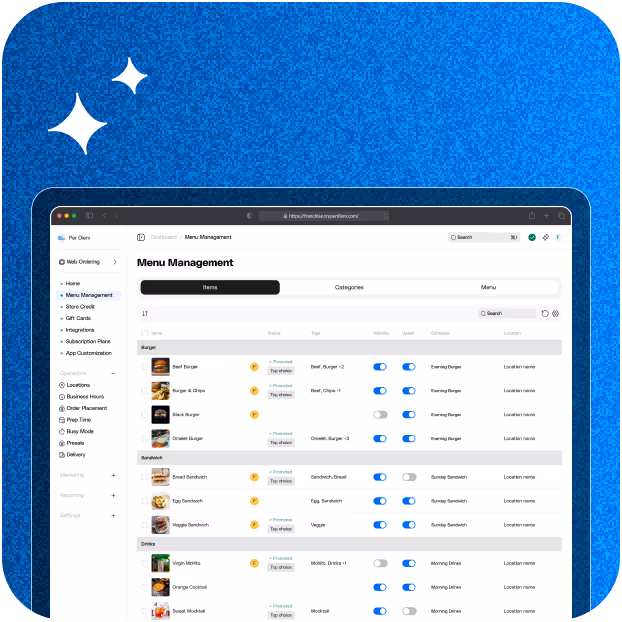 Easy menu sync with Square